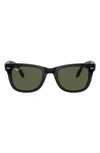 Ray Ban 50mm Wayfarer Polarized Folding Sunglasses In Black/ Green Solid