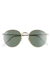 Ray Ban Rb3447 53mm Round Sunglasses In Gold