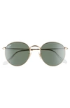 Ray Ban Rb3447 53mm Round Sunglasses In Gold Green