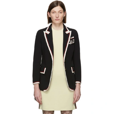 Gucci Peak Lapel Stretch Cady Blazer In Black