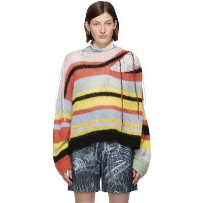 Charles Jeffrey Loverboy Multicolor Mohair Slash Sweater In Multi Strip