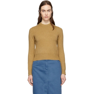 Tibi Round Neck Stretch-cashmere Sweater In Brown