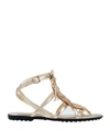 TOD'S TOD'S WOMAN SANDALS GOLD SIZE 7.5 SOFT LEATHER,11592413XQ 5