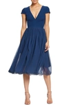 Dress The Population Corey Chiffon Fit & Flare Cocktail Dress In Pacific