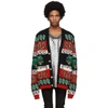 GUCCI GUCCI BLACK AND MULTICOLOR JACQUARD SYMBOLS CARDIGAN