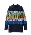 TIBI Stripe Crochet Oversized Tunic Pullover
