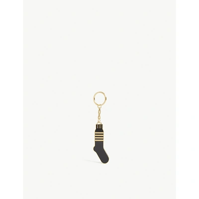 Thom Browne Four Bar Sock Gold-plated Brass Key Charm In Black