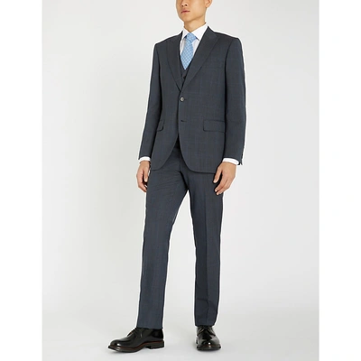 Gieves & Hawkes Sharkskin-patterned Regular-fit Wool Suit In Charcoal