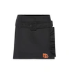 Prada Ruffled Detail Mini Skirt In Black
