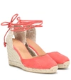 Castaã±er Carina Suede Wedge Espadrilles In Pink