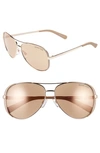 Michael Kors Collection 59mm Aviator Sunglasses In Rose Gold/ Gold Flash
