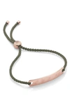 Monica Vinader Havana Mini Friendship Bracelet In Rose Gold/ Khaki