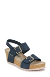 Mephisto Lissandra Platform Wedge Sandal In Blue Leather