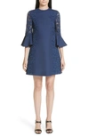 VALENTINO LACE & CREPE COUTURE BELL SLEEVE DRESS,RB3VAAY5360