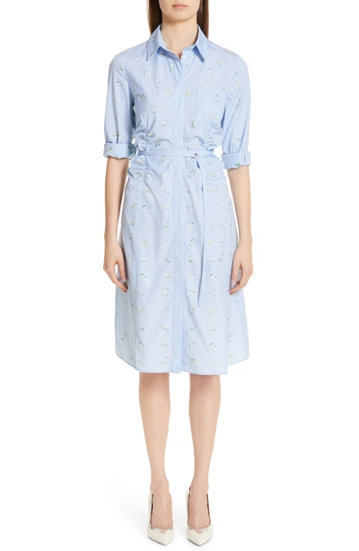 Altuzarra Button-front Long-sleeve Cotton Dress In Hyacinth