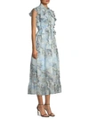dressing gownRT RODRIGUEZ Clara Floral Ruffle A-Line Midi Dress