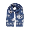 ALEXANDER MCQUEEN Blue skull-print silk chiffon scarf