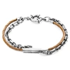 ANCHOR & CREW LIGHT BROWN BELFAST SILVER AND BRAIDED LEATHER BRACELET,2950606