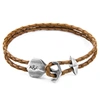 ANCHOR & CREW LIGHT BROWN DELTA ANCHOR SILVER AND BRAIDED LEATHER BRACELET,2950623