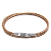 ANCHOR & CREW LIGHT BROWN LIVERPOOL SILVER AND BRAIDED LEATHER BRACELET,2950639