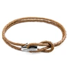 ANCHOR & CREW LIGHT BROWN PADSTOW SILVER AND BRAIDED LEATHER BRACELET,2950664