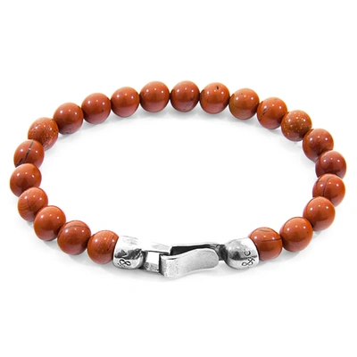 Anchor & Crew Red Jasper Outrigger Silver And Stone Bracelet