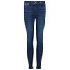 Paige Hoxton Ankle Skinny Jeans With Raw Hem In Dark Blue