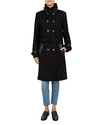 THE KOOPLES LEATHER TRIMMED BELTED DOUBLE BREASTED COAT,FTRE17001K