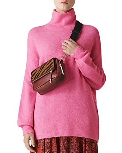 Whistles Oversize Slouchy Funnel Neck Sweater In Pink