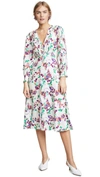 Saloni Eve C Shirred Floral-print Silk-jacquard Midi Dress In Paradise