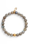 Dean Davidson Sphere Semiprecious Stone Elastic Bracelet In Labradorite/ Gold