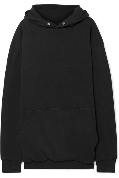 Balenciaga Oversized Embroidered Cotton-jersey Hoodie In Black