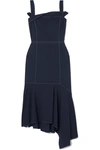 ADEAM ASYMMETRIC WOOL-BLEND MIDI DRESS