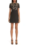 VALENTINO FLORAL EMBROIDERED CREPE COUTURE DRESS,RB3VAKJ31CF