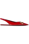 BALENCIAGA KNIFE LOGO-EMBELLISHED PATENT-LEATHER POINT-TOE FLATS