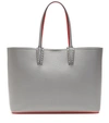 Christian Louboutin Cabata Spike-embellished Leather Tote In Shadow