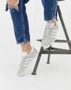 ADIDAS ORIGINALS GRAY AND WHITE GAZELLE SNEAKERS,F34053