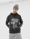 PROFOUND AESTHETIC HOODIE WITH CHEST LOGO IN grey - BLACK,TOP-324