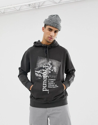 Profound Aesthetic Hoodie With Chest Logo In Grey - Black