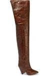 ISABEL MARANT LOSTYNN EMBOSSED LEATHER OVER-THE-KNEE BOOTS,3074457345625246623