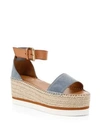 SEE BY CHLOÉ WOMEN'S GLYN LEATHER PLATFORM ESPADRILLES,0400099884810