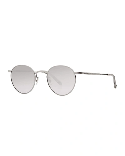 Garrett Leight Men's Wilson M 49 Round Glasses In Gray Metallic