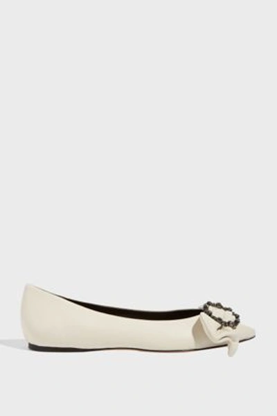 Isabel Marant Laagly Leather Ballet Flats In White