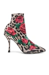 DOLCE & GABBANA DOLCE & GABBANA LEO ROSE PRINT SOCK BOOTIES IN ANIMAL PRINT,BROWN,RED,FLORAL,DOLF-WZ22