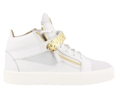 Giuseppe Zanotti White Leather Hi Top Sneakers