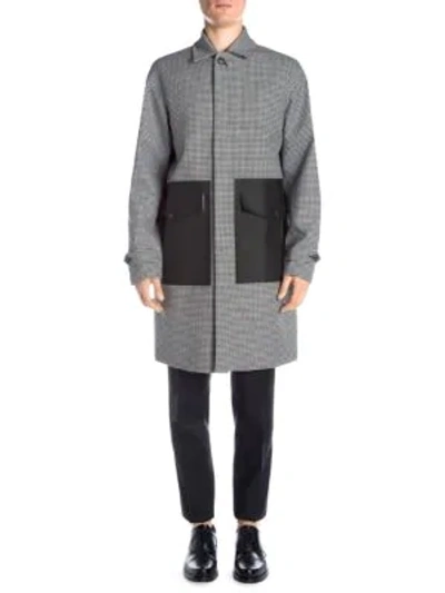 Dsquared2 Houndstooth Trench Coat In Black White