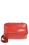 GIVENCHY MINI PANDORA GLAZED LEATHER SHOULDER BAG - RED,BB500QB0E8