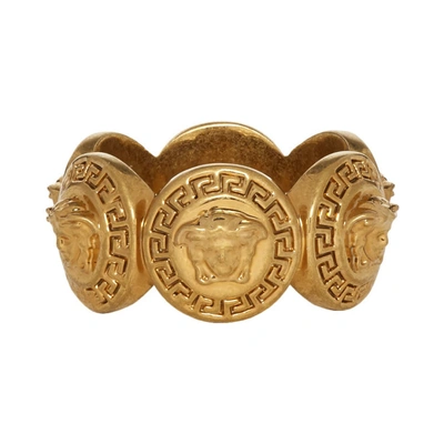Versace Gold Tribute Medusa Ring In Silver