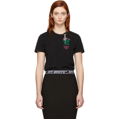Off-white Flocked Printed Cotton-jersey T-shirt In Black