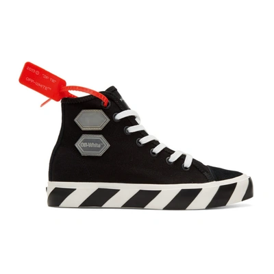 Off-white Striped Cotton-canvas High-top Sneakers In Black